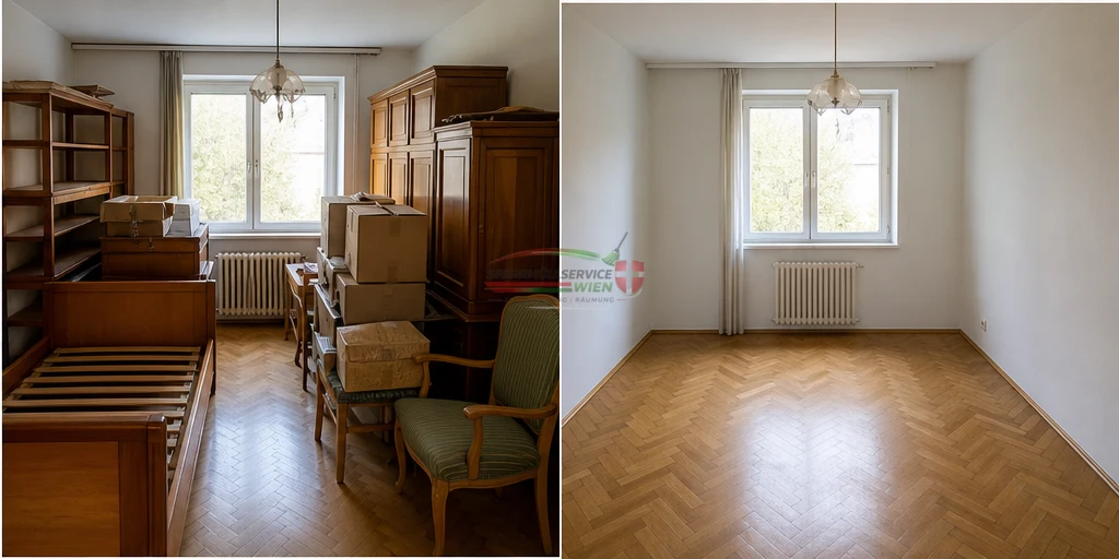 Altmöbelabholung aus einem Haus – vorher und nachher
